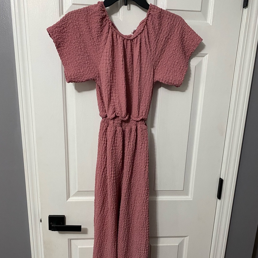 Pink Textured Jumpsuit